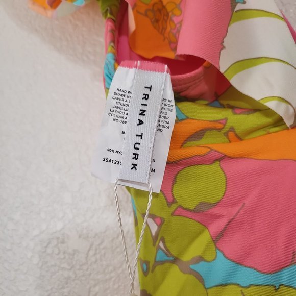 Trina Turk Playa De Flor Flutter Sleeve Maillot One Piece‎ Multicolor Swimsuit - Picture 12 of 13